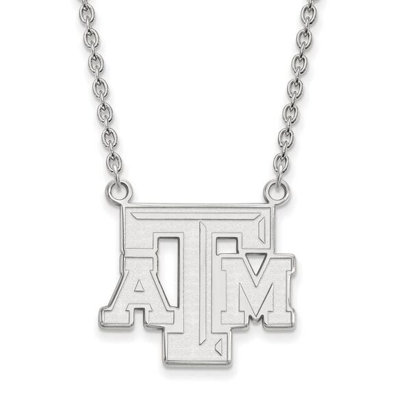 10k White Gold Texas A and M Pendant Necklace